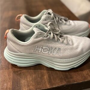 Hoka Gray and Mint Athletic Shoes